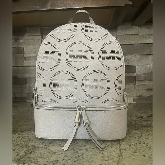 NWT Michael Kors Rhea Backpack Michael Kors Rhea Zip Medium Backpack & Wallet Houndstooth  main image 3